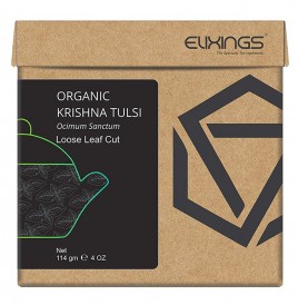 Elixings Organic Krishna Tulsi Ocimum Sanctum Loose Leaf Cut  Box  114 grams